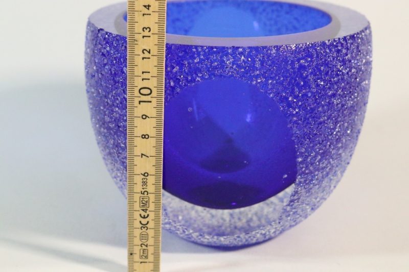 Skål av konstglas. Vintage Glaskonst, Ljuslykta, "Galaxy Sandy"