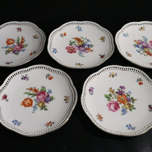 Bavaria Schumann – 5 vackra assietter med blommotiv, 17 cm