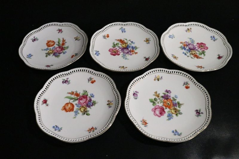 Bavaria Schumann – 5 vackra assietter med blommotiv, 17 cm