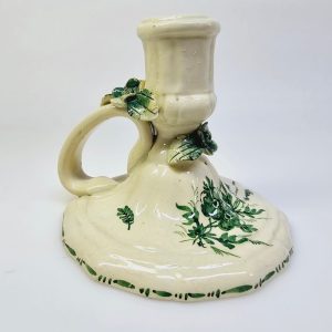 Charmig vintage ljusstake i keramik – Handmålad med naturmotiv