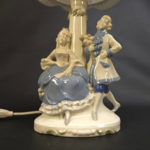 Titel: Romantisk bordslampa med porslinsfigurer – Klassisk och charmfull
