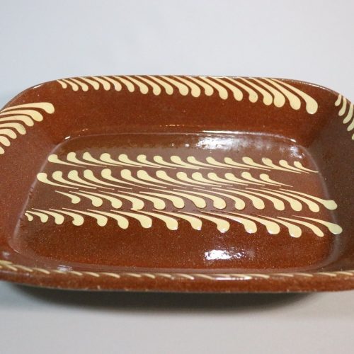 Saltglaserat fat i lergods Andersson & Johansson, Old Höganäs, 35x27cm, spricka