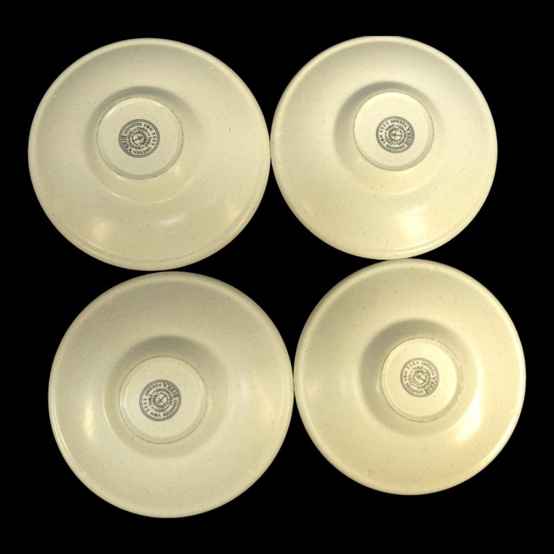 4 Klassiska assietter från Gustavsbergs Birka-serie – Design av Stig Lindberg