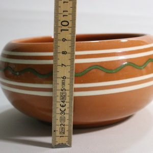 Vintage Terrakottaskål med Randmönster, 16 cm i Diameter