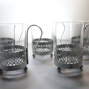 5st Kaffekoppar i glas och metall, Irish Coffee  - ca H10,5cm D6,5cm - Duralex