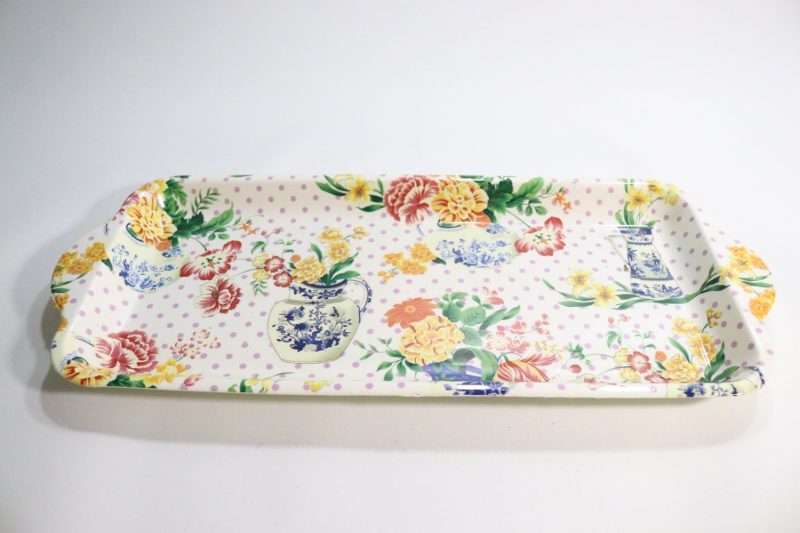 Vintage Bricka med Blomstermotiv, 39 cm