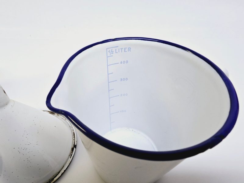 Vintage Kockums emaljerad uppsättning – Hink, Tratt och Måttbägare
