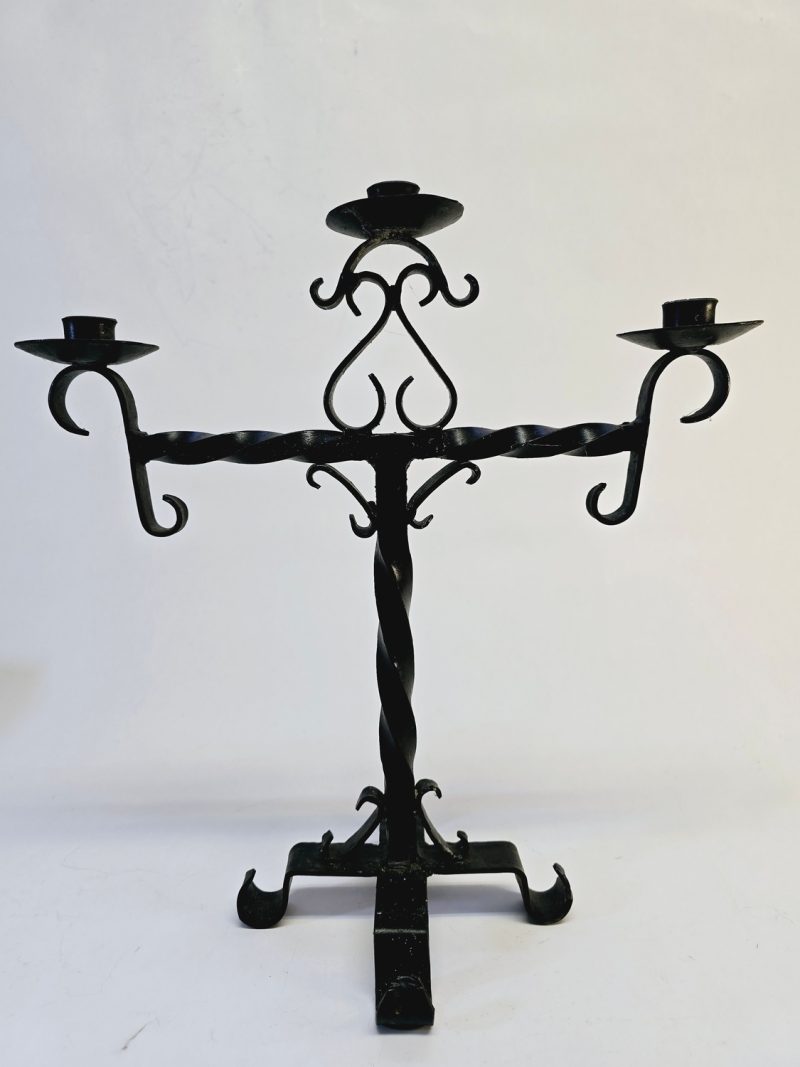 Handsmidd Ljusstake i Järn – 36 cm Hög