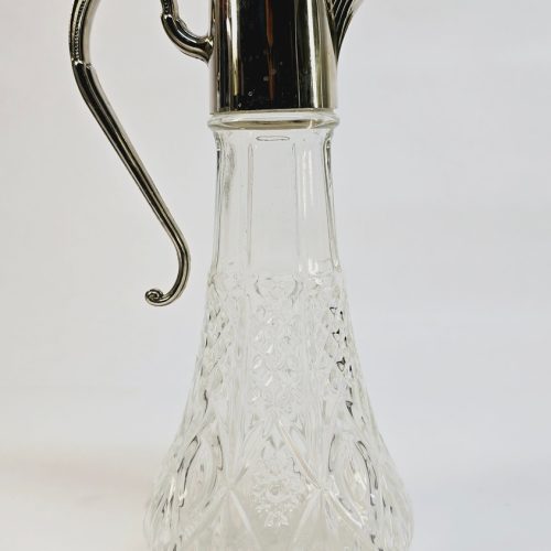 Elegant kristallkaraff med silverdetaljer – 29 cm, tillverkad i England