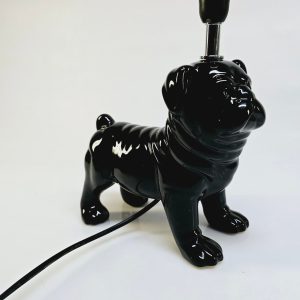 Unik svart bulldog-lampa – modern design för en lekfull inredning