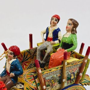 Handgjord Siciliansk Häst och Vagn i Miniatyr – Färgsprakande Samlarobjekt