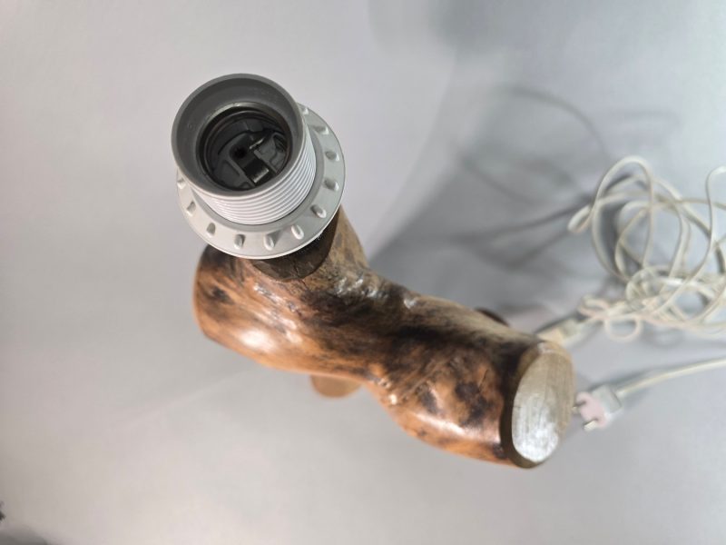 Vintage Skulpturell Trälampa från 1960-talet