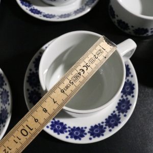 Figgjo Flint Vintage Kaffeservis, 6 koppar med 4 fat - Blått Blommotiv