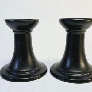 Eleganta Höganäs Ljusstakar i Svart Stengods - Skandinavisk Designklassiker