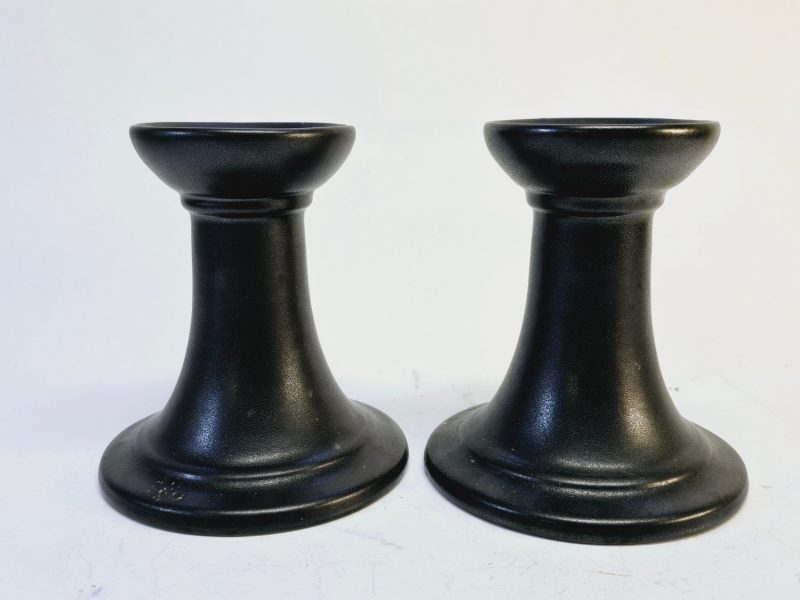 Eleganta Höganäs Ljusstakar i Svart Stengods - Skandinavisk Designklassiker