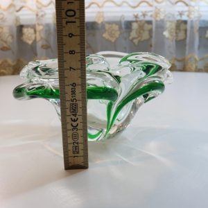 Skål, kristall, grön och transparent glas