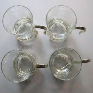 4st Kaffekoppar i glas och metall, Irish Cofee  - ca H9cm D6cm