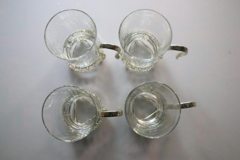 4st Kaffekoppar i glas och metall, Irish Cofee  - ca H9cm D6cm