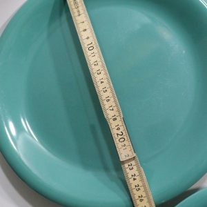 6st flata mattallrikar, grön glaserade - 27cm