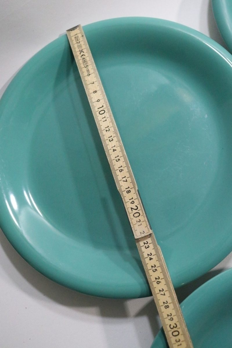6st flata mattallrikar, grön glaserade - 27cm
