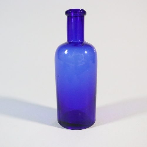 BLOMVAS / FLASKA, Blått glas, ca 13,5cm