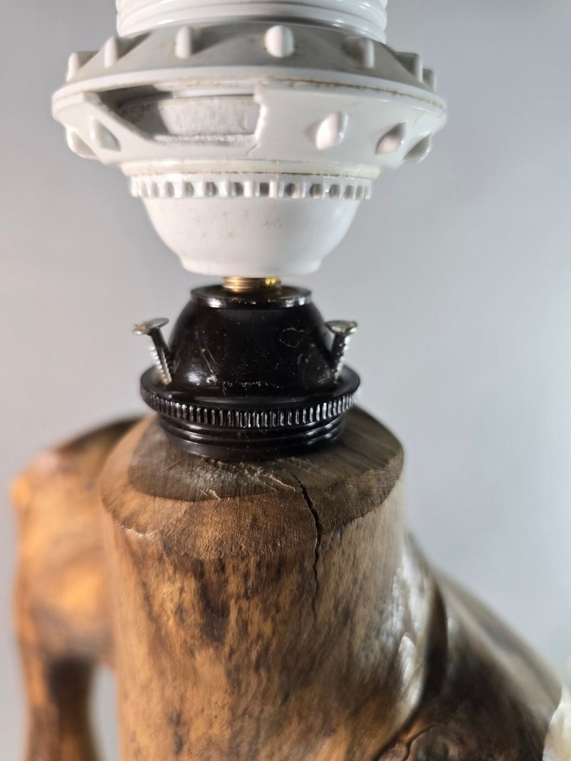 Vintage Skulpturell Trälampa från 1960-talet