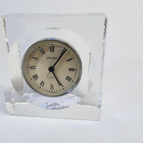 Elegant Vintage Bordsklocka i Glas – Staiger, 12 cm