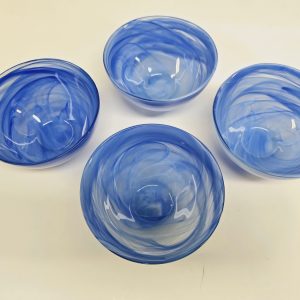 Elegant Set med Blå Glas-Skålar – 4 st Unika Serverings- och Dekorationsdetaljer