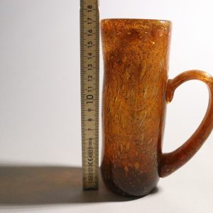 Vintage Handblåst Bärnstensfärgad Glasvas – Unik Skandinavisk Design