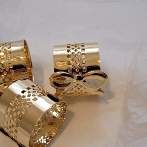 SERVETTRINGAR, 6 st, metall, guldbelagda