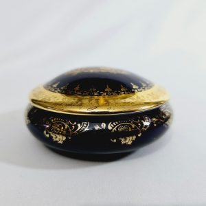 Fransk Limoges Mörk Kobolt porslin ask, Guld Accent D'Art, Sällsynt Fynd