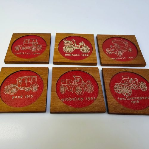 Set med 6 vintageunderlägg – Klassiska bilar