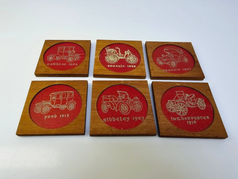 Set med 6 vintageunderlägg – Klassiska bilar