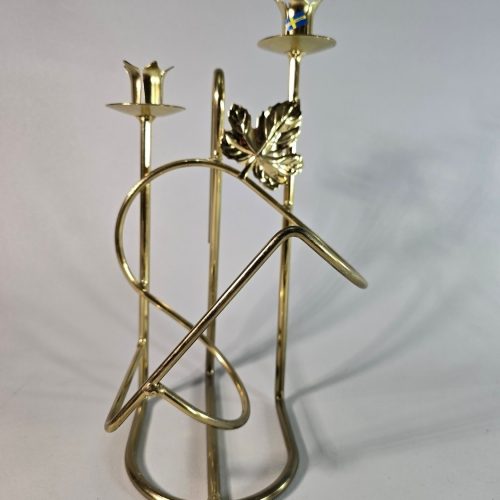 LJUSSTAKE, gulmetall, för två ljus, Made in Sweden