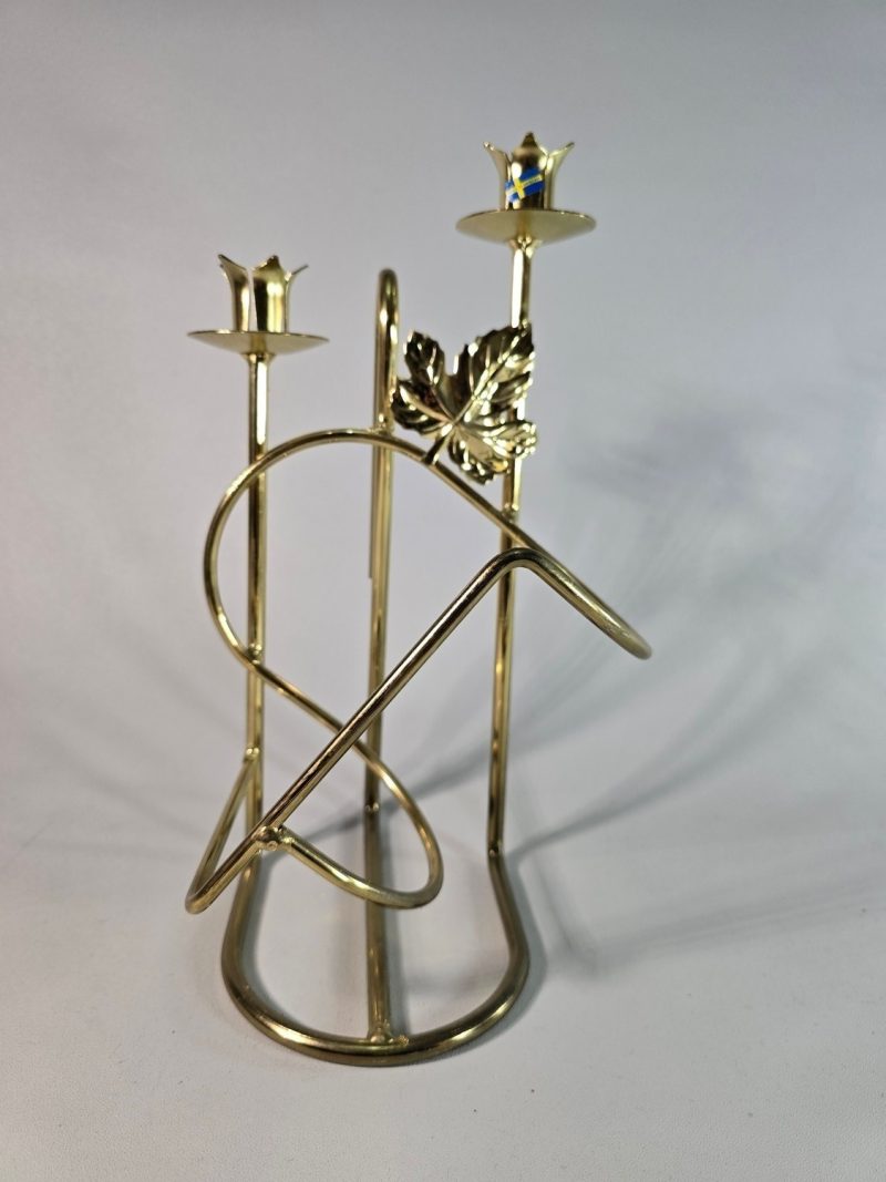 LJUSSTAKE, gulmetall, för två ljus, Made in Sweden