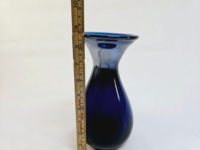 Elegant Blå Glasvas – 22 cm Hög