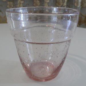 Krukor i glas med luftbubblor, Rosa, H= 14,5cm D= 14cm