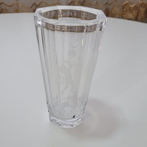 Vas, glas med etsad dekor, troligen Orrefors, NILS LANDBERG