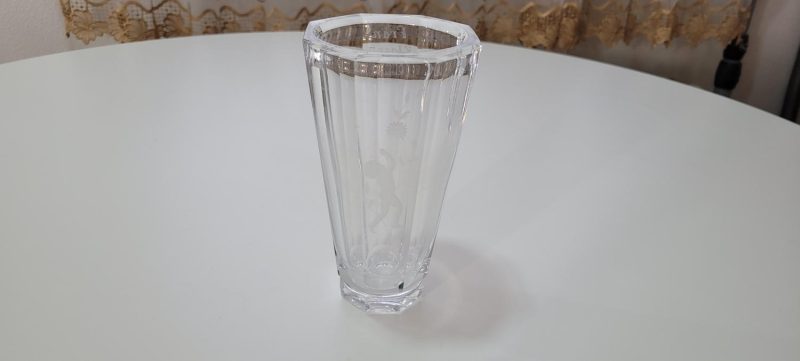 Vas, glas med etsad dekor, troligen Orrefors, NILS LANDBERG