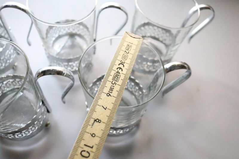 5st Kaffekoppar i glas och metall, Irish Coffee  - ca H10,5cm D6,5cm - Duralex