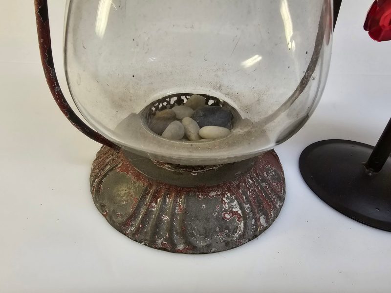 Set med tre ljushållare och lyktor – vintage och charmiga