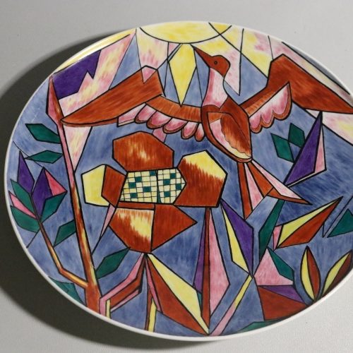 Färgsprakande porslinstallrik från H&C Selb Bavaria Heinrich, 26 cm i diameter