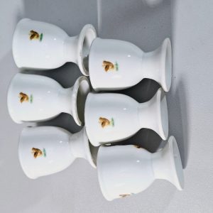 6 st RETRO ÄGGKOPPAR i porslin - tupp och kyckling