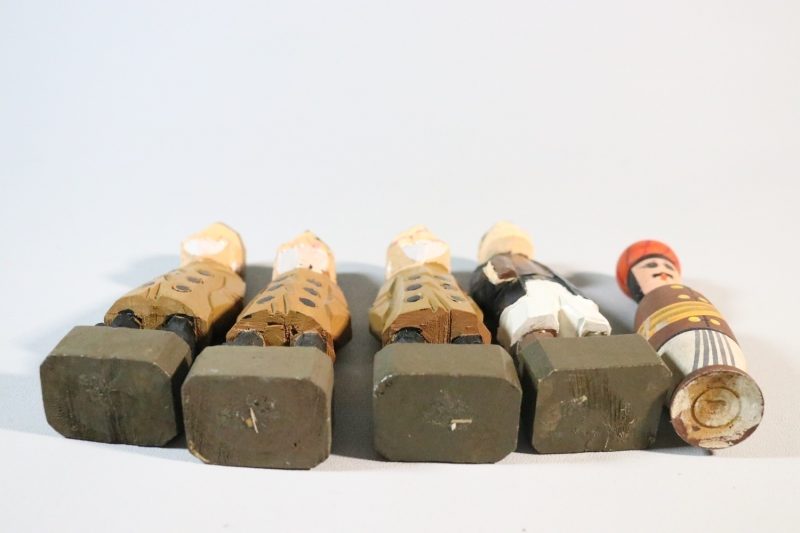 5st Träfigurer, fiskegubbar, pirat, Indisk-klädd