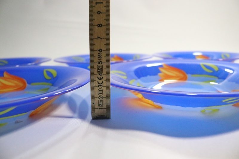 5st djupa tallrikar, glas, Cristal D'arques-Durand Tulip Blomma Tulpan
