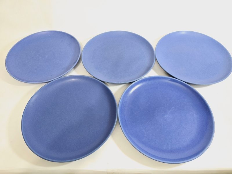 5st stora tallrikar Höganäs Keramik. Ø 26cm. Blåa. M-L Hellgren