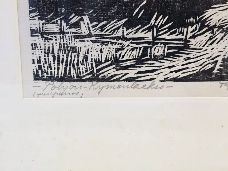 Träsnitt "Pohjoi-Kymenlaakso" av Tapani Lemminkäinen – 1957