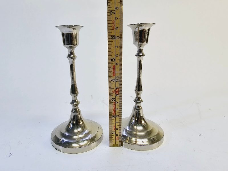 Eleganta Ljusstakar i Silverfärg – Klassisk Design, 16,5 cm