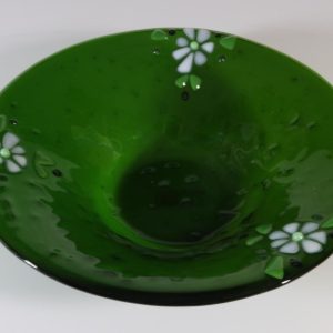 Grön glasskål, Siw Steneskog Ek, 26cm