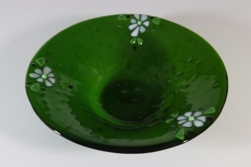 Grön glasskål, Siw Steneskog Ek, 26cm